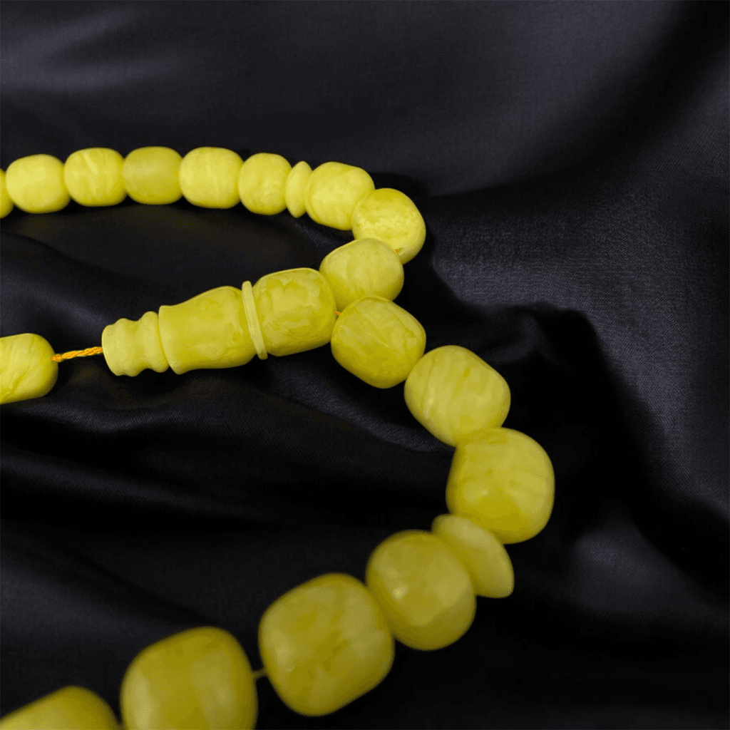 Amber prayer beads – handcrafted Islamic tasbih made from natural amber