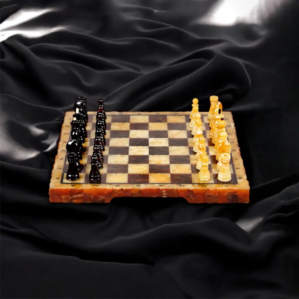 Amber Royal Chess – handcrafted chess set made of natural amber