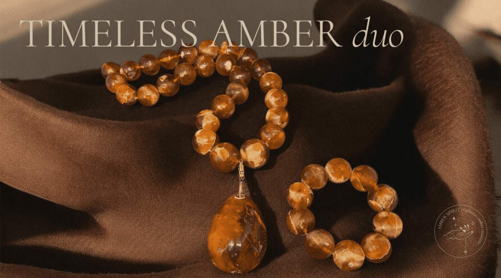 Timeless Amber Duo – handcrafted amber jewelry set with necklace and bracelet